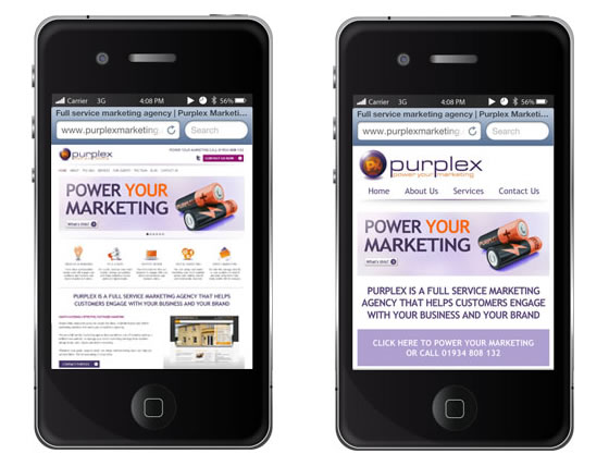 One non mobile optimised and mobile optimised website