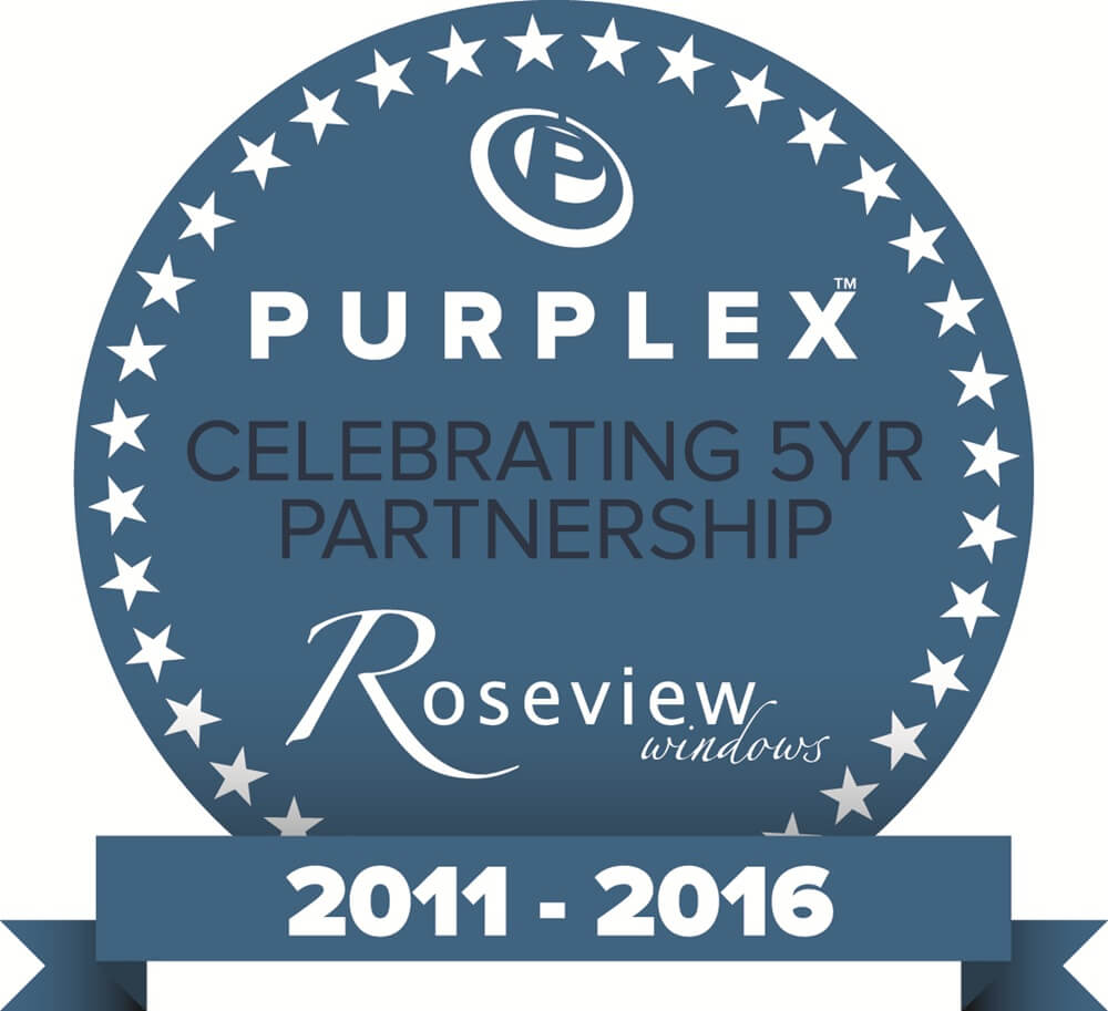Purplex sash window marketing celebrating 5 year partnership with Roseview Windows