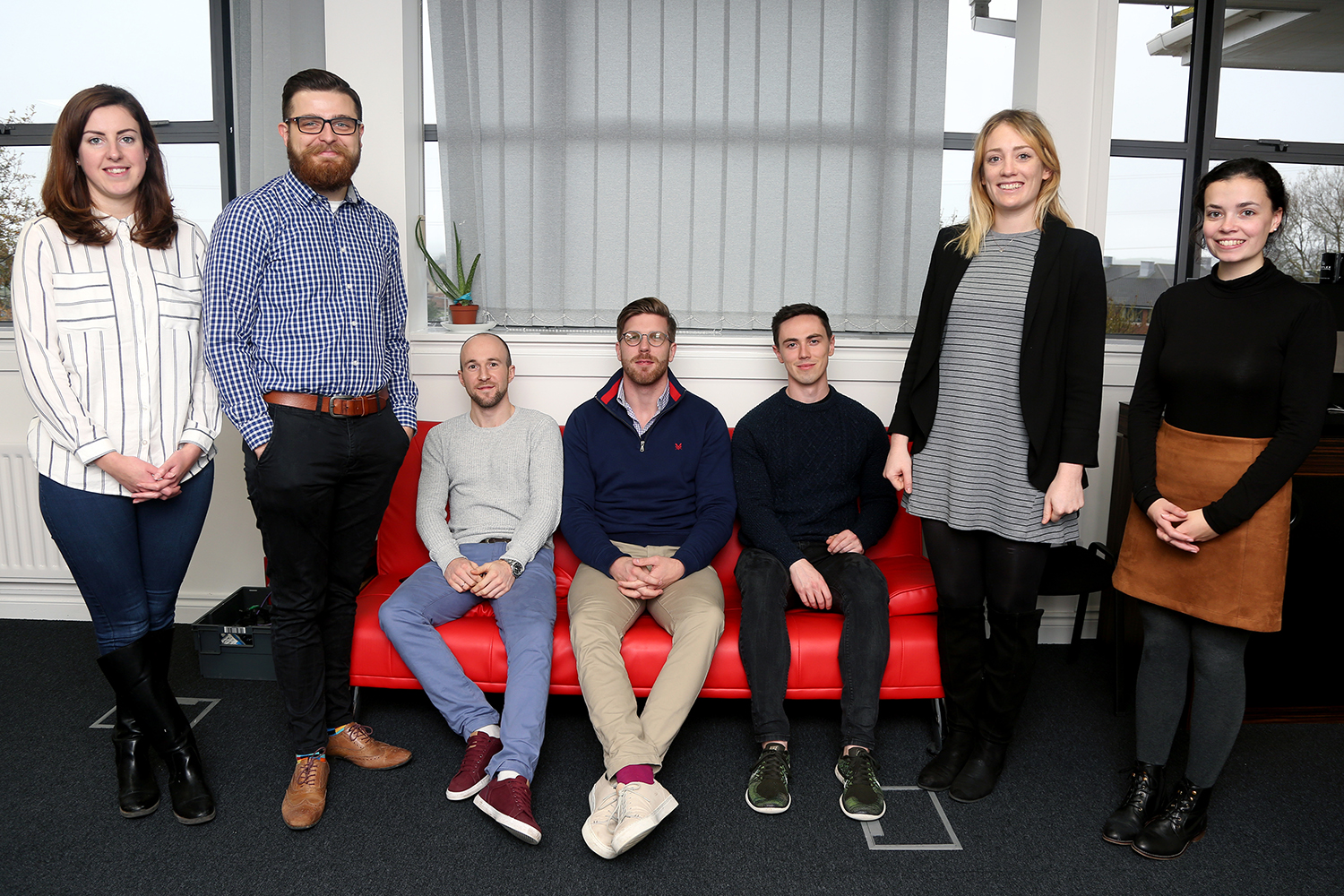 (Left-Right) Laura Trowbridge,James Phillips,Ed Frater,Lucas Courtney,Adam Pyke,Anna Busby and Rosie Best