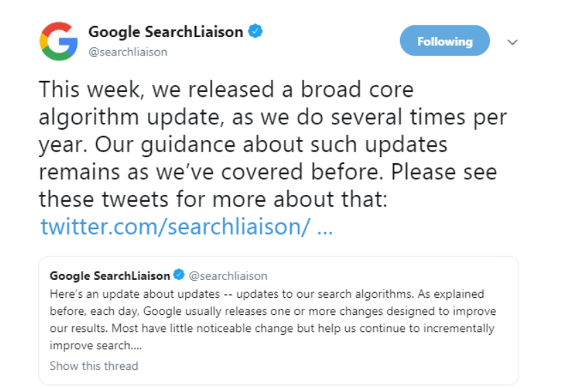 a tweet from google