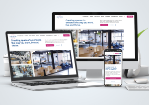 responsive preview of the centric office website on different sized devices