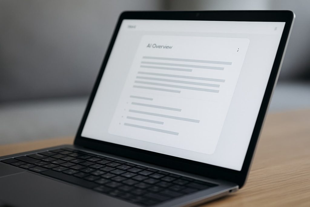 AI Search Results Screen showing AI-generated overview with zero-click answers