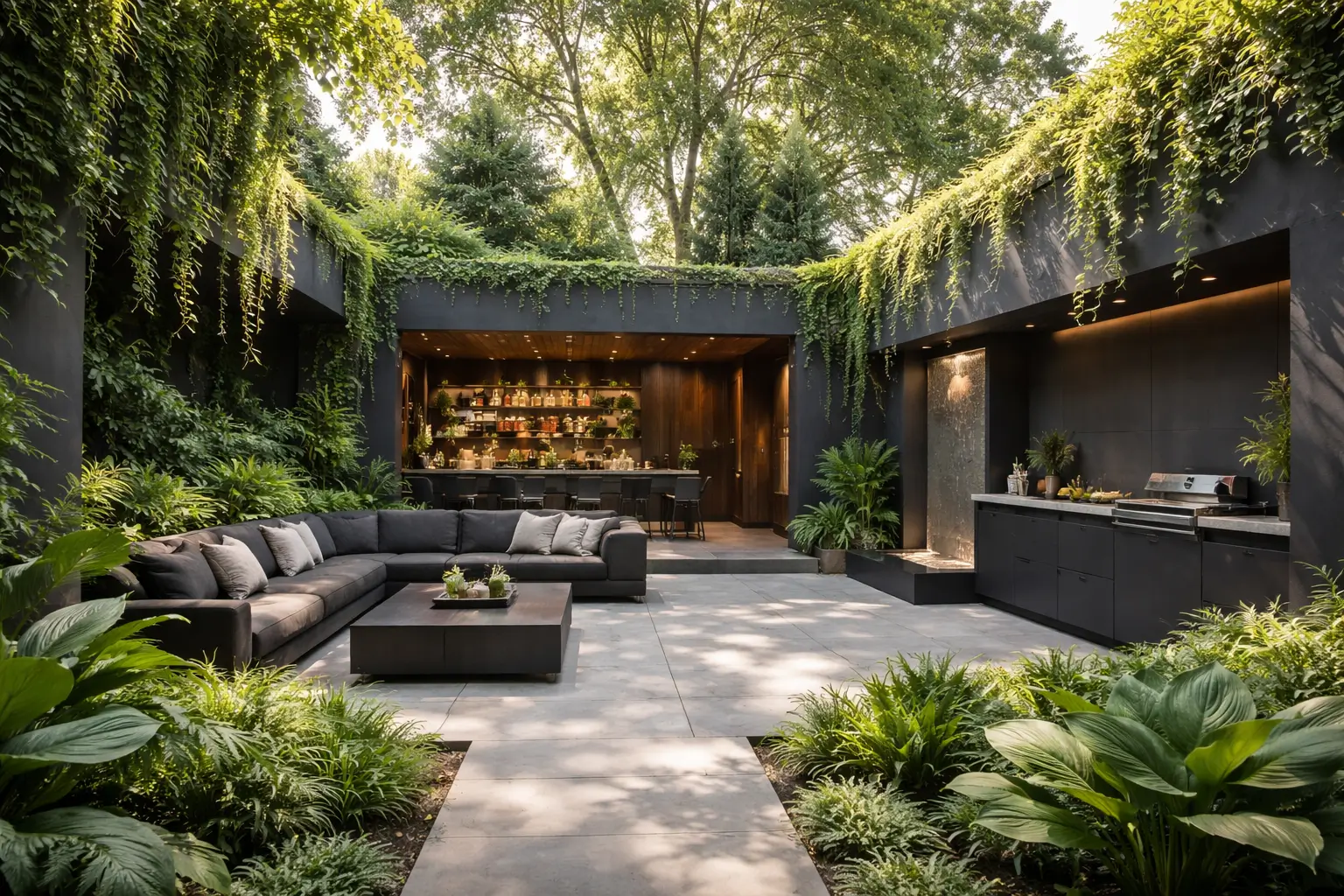 SEO for outdoor living companies showcasing a premium garden kitchen, pergola and luxury seating area designed to attract high intent buyers.