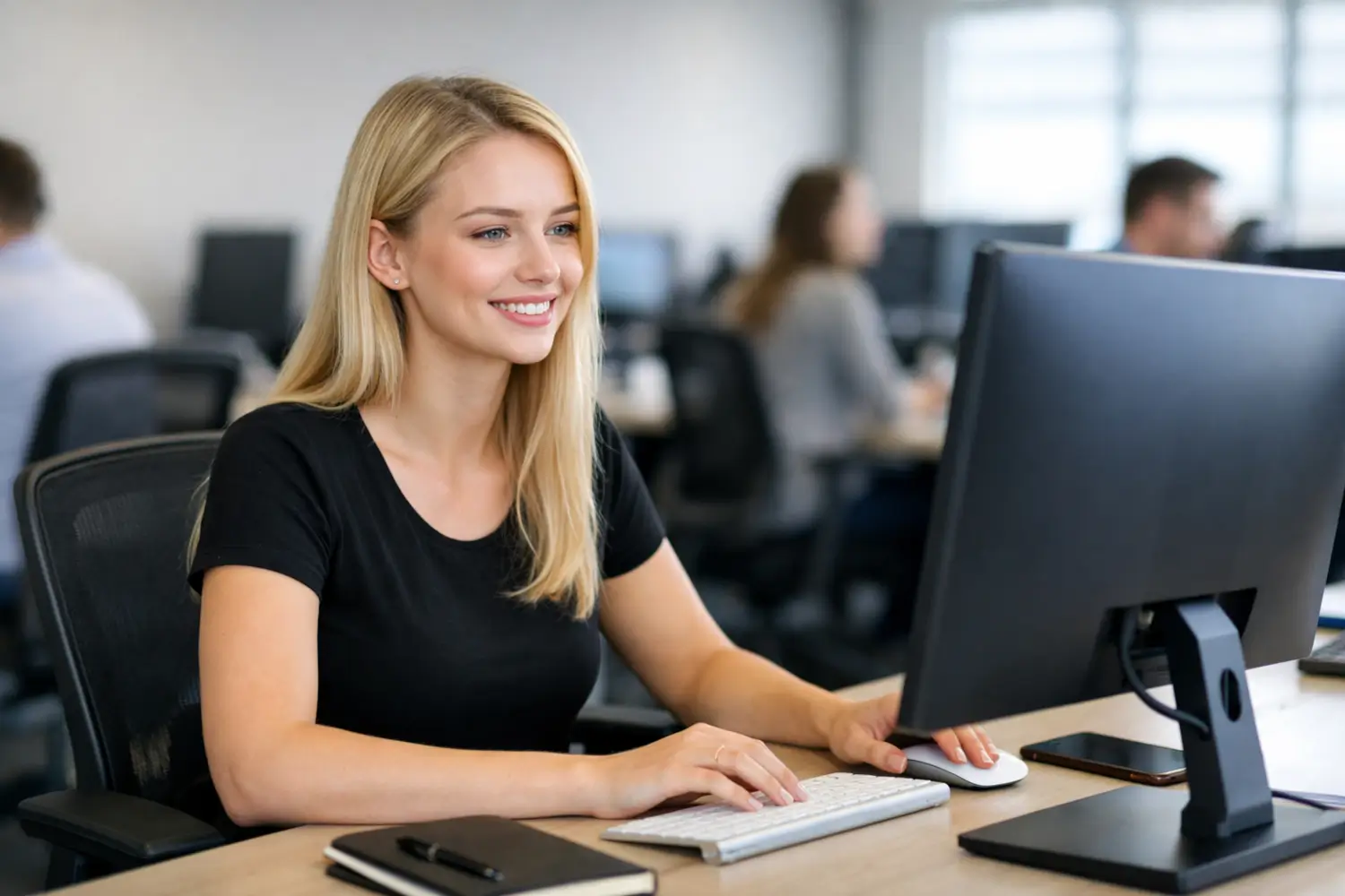 email marketing services professional managing campaigns in a digital marketing agency office