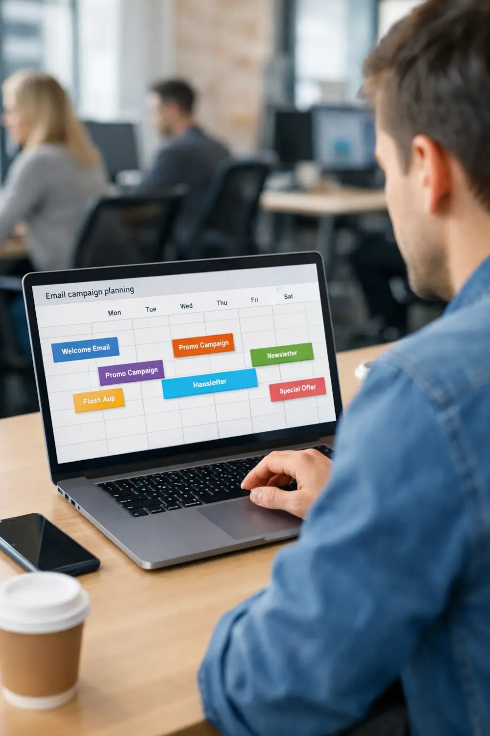 Email marketing services campaign planning dashboard showing scheduled email campaigns and marketing calendar.